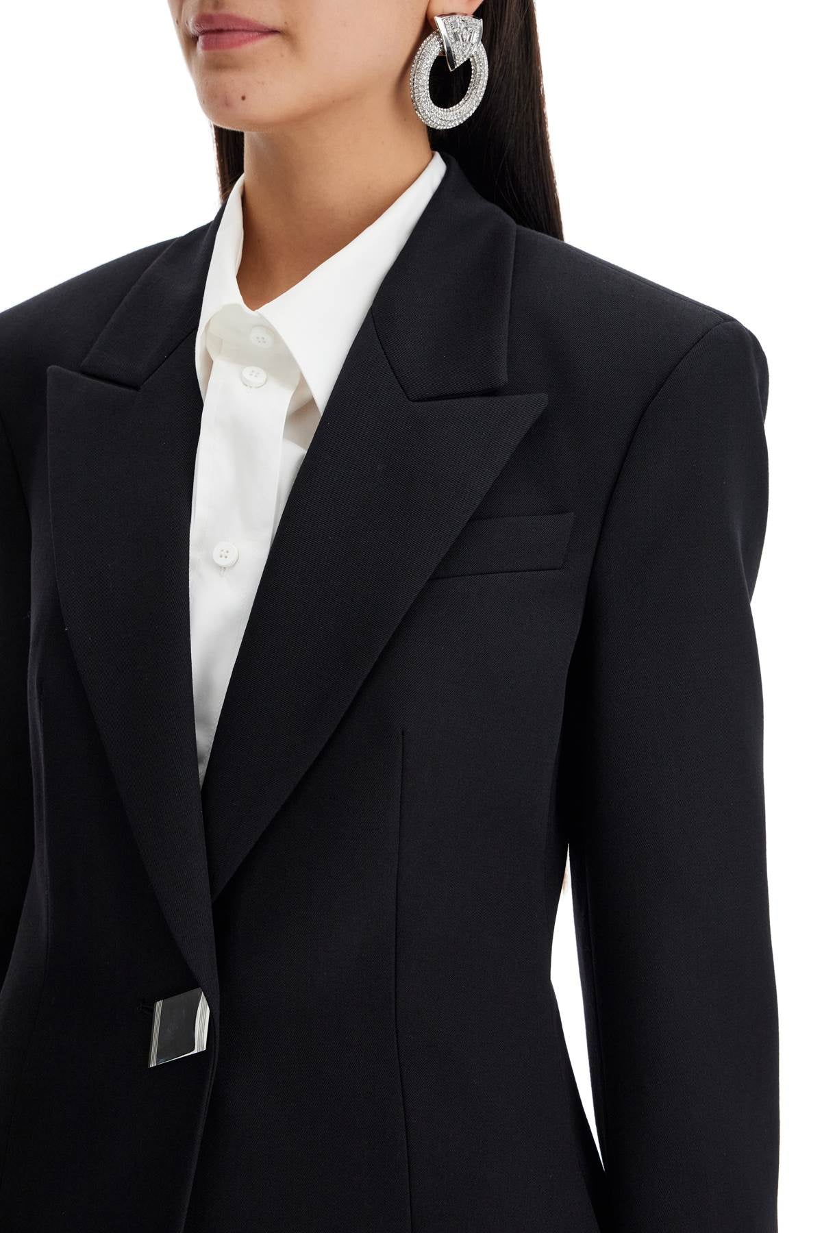 The Attico Wool Gabardine Blazer   Black