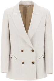 Blaze Milano Everyday Mid Day Sun Double Breasted Blazer   Beige