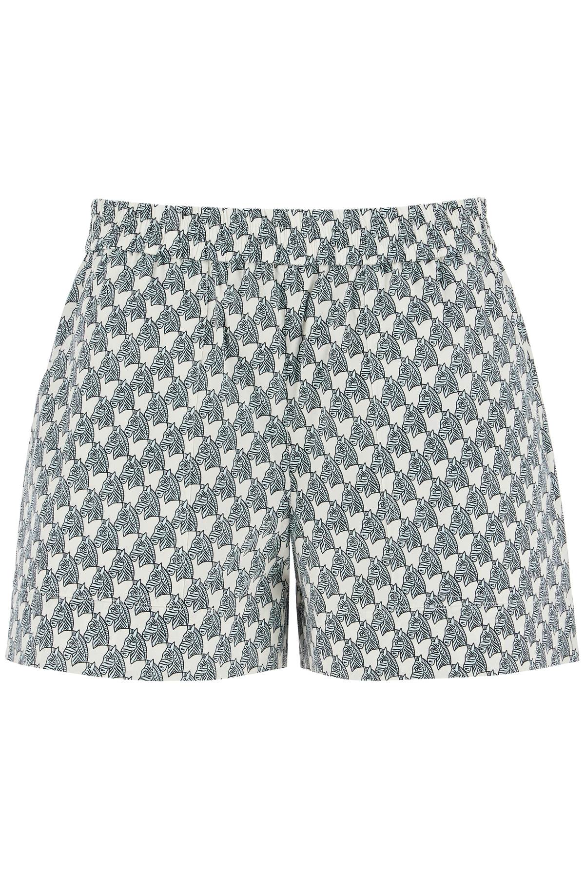 Tory Burch Printed Poplin Shorts For   Blue