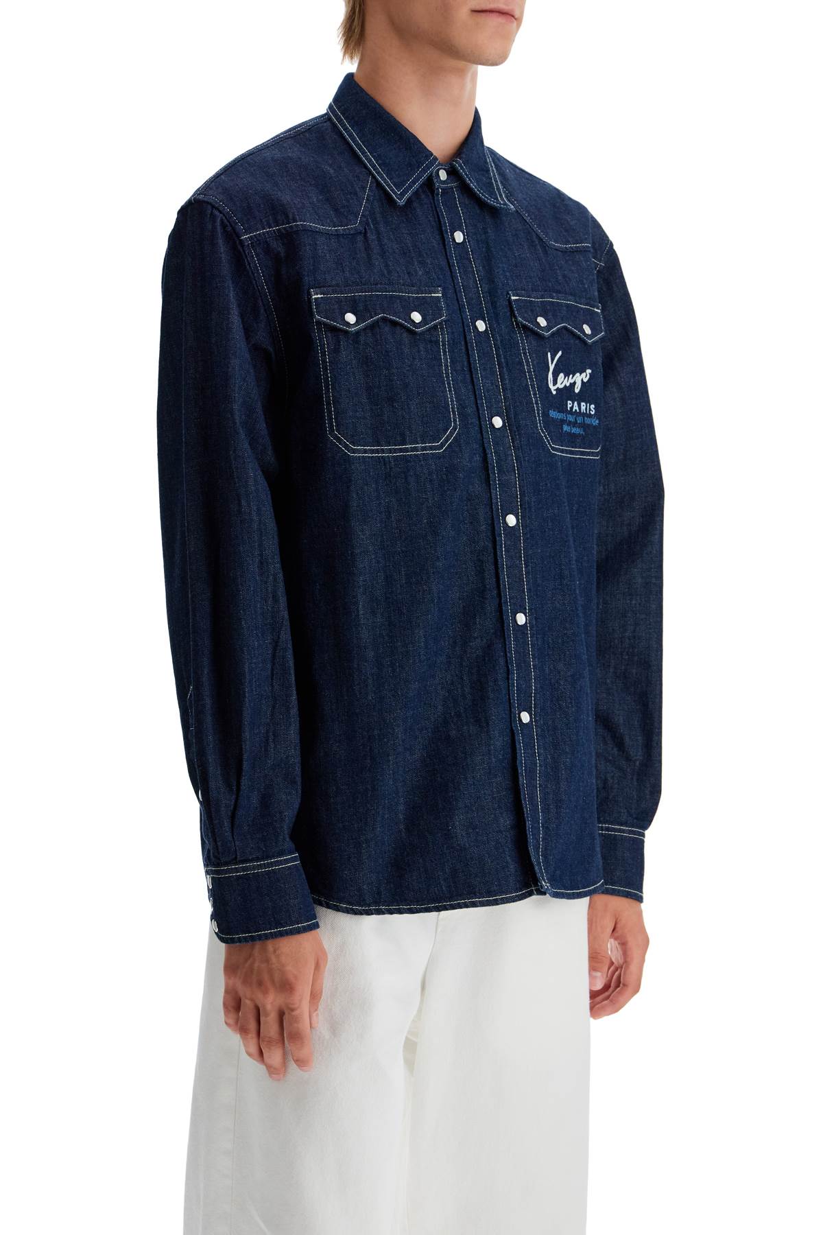 Kenzo Denim Western Shirt For Men   Blue