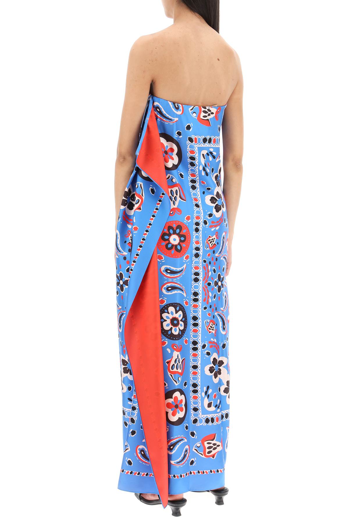 Tory Burch Maxi Dress In Printed Twill   Blue