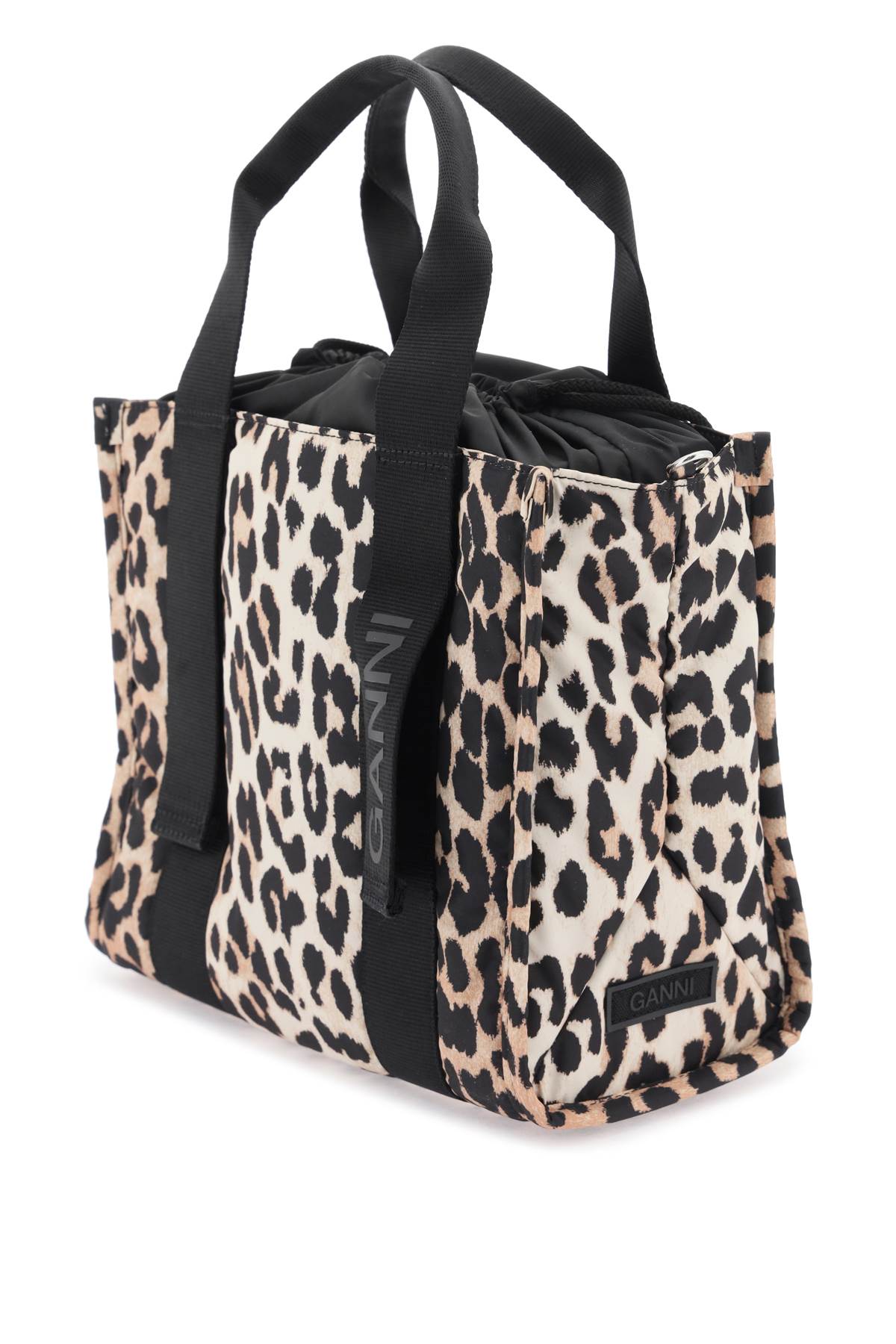 Ganni Animal Print Tote Bag   Beige