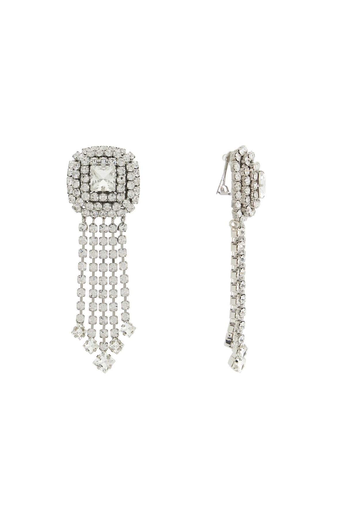 Alessandra Rich Dangling Clip On Earrings   Silver