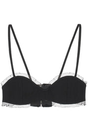 Ganni Fishnet Knit Edged Bra   Black