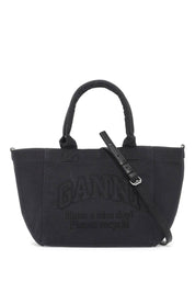 Ganni Embroidered Logo Tote Bag With   Black