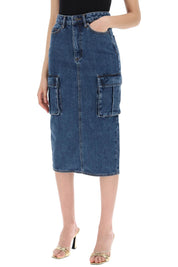 Self Portrait Women's Midi Cargo Skirt   Blue