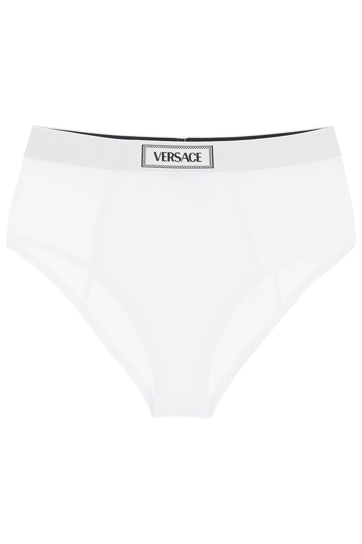 Versace Ribbed Briefs With '90s Logo   White