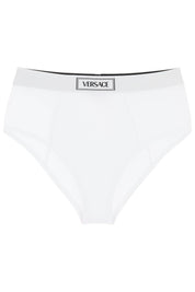 Versace Ribbed Briefs With '90s Logo   White