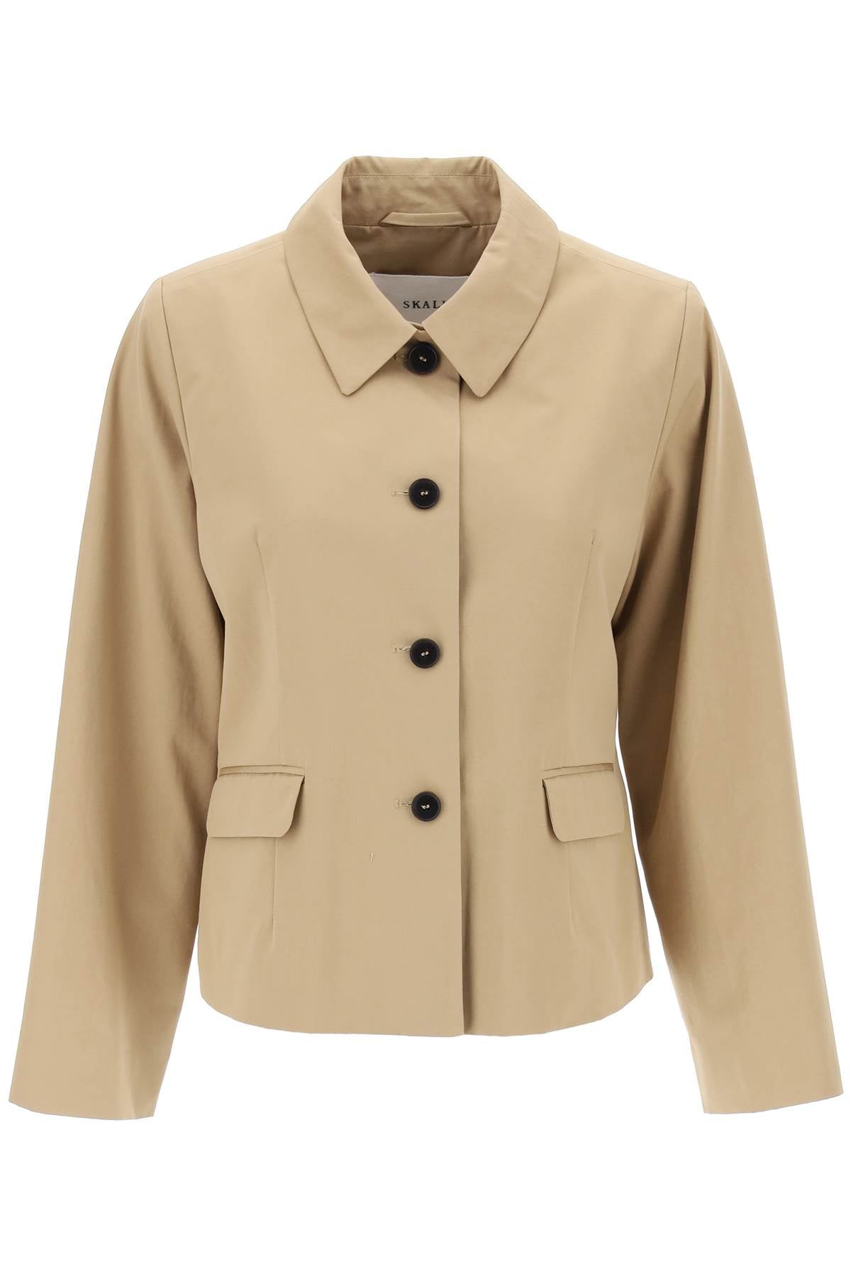 Skall Studio Short Cotton Waterproof Jacket Named Petra In Italian   Beige