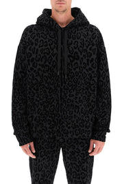 Dolce & Gabbana Flocked Leopard Hoodie   Black