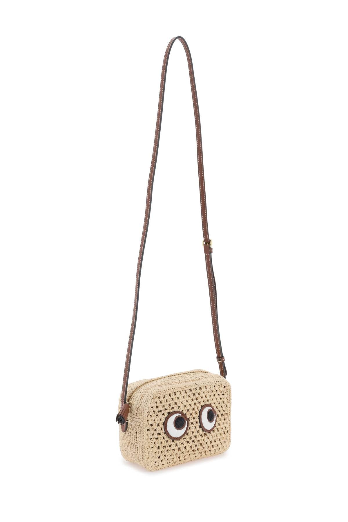 Anya Hindmarch Raffia Eyes Crossbody Bag   Beige