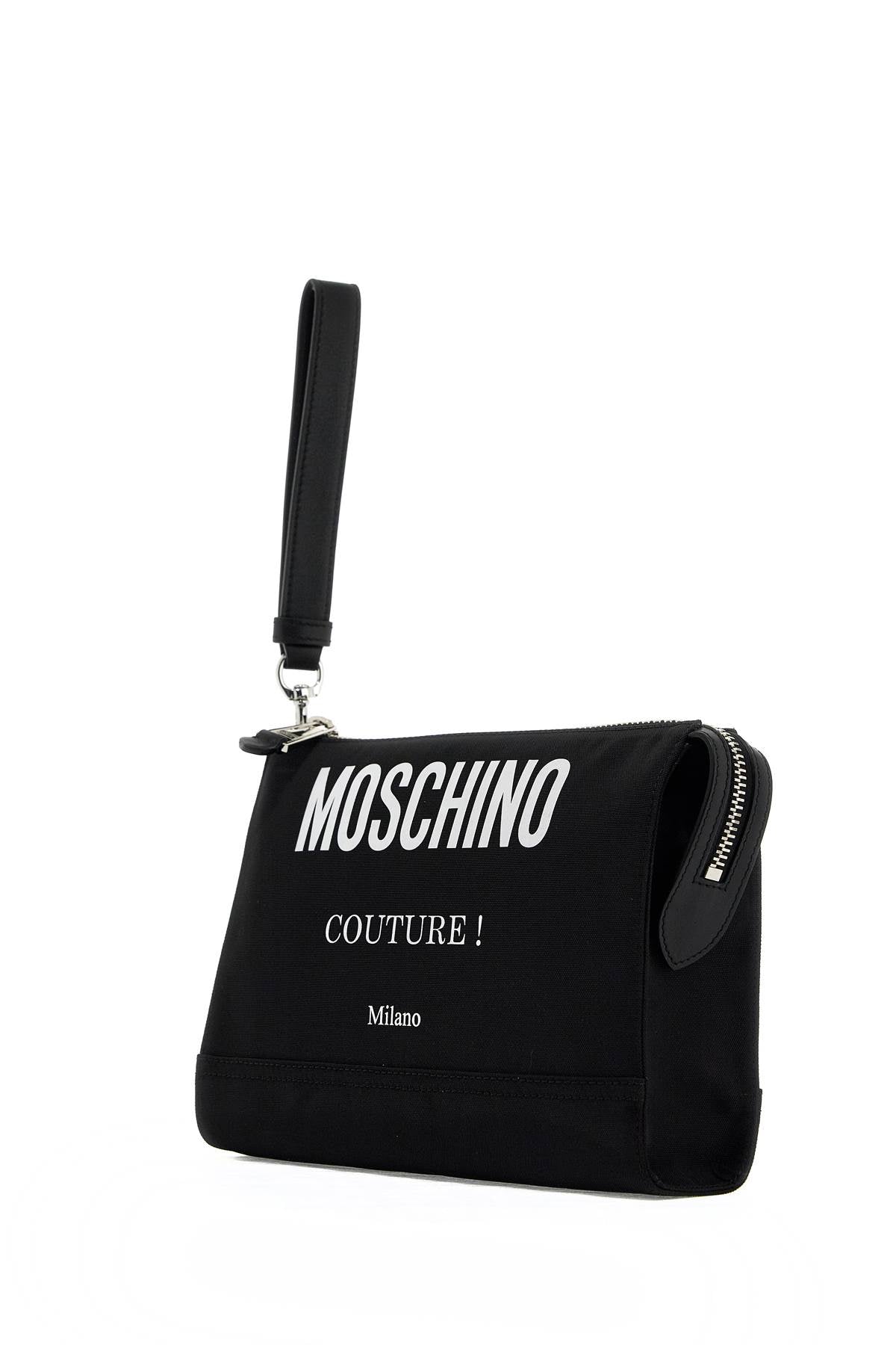 Moschino Nylon Logo Pouch With Zip   Black