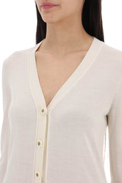 Tory Burch 'Simone' Wool And Silk Cardigan   Beige