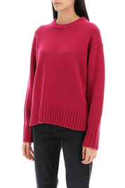 Guest In Residence Crew Neck Sweater In Cashmere   Fuchsia