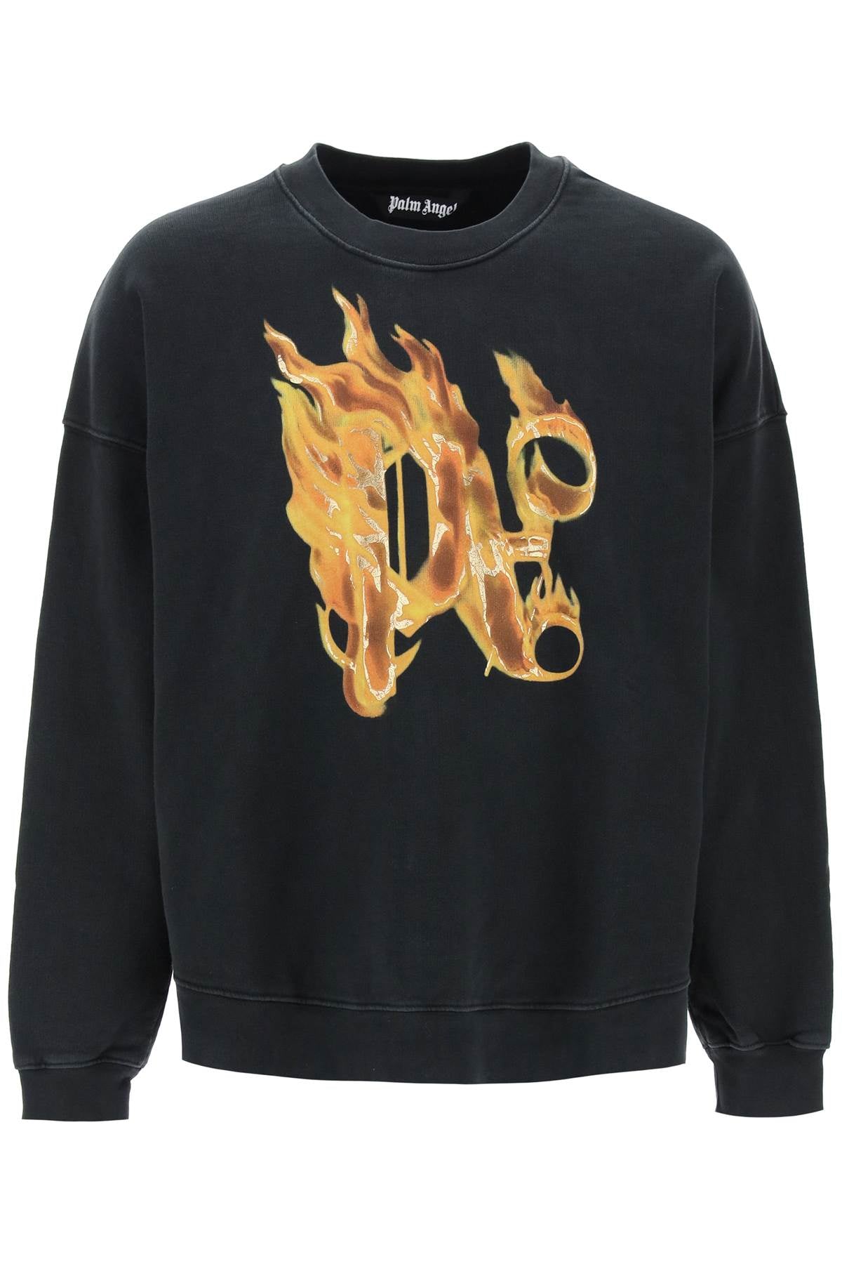 Palm Angels Replace With Double Quoteburning Monogram Crewneck   Black