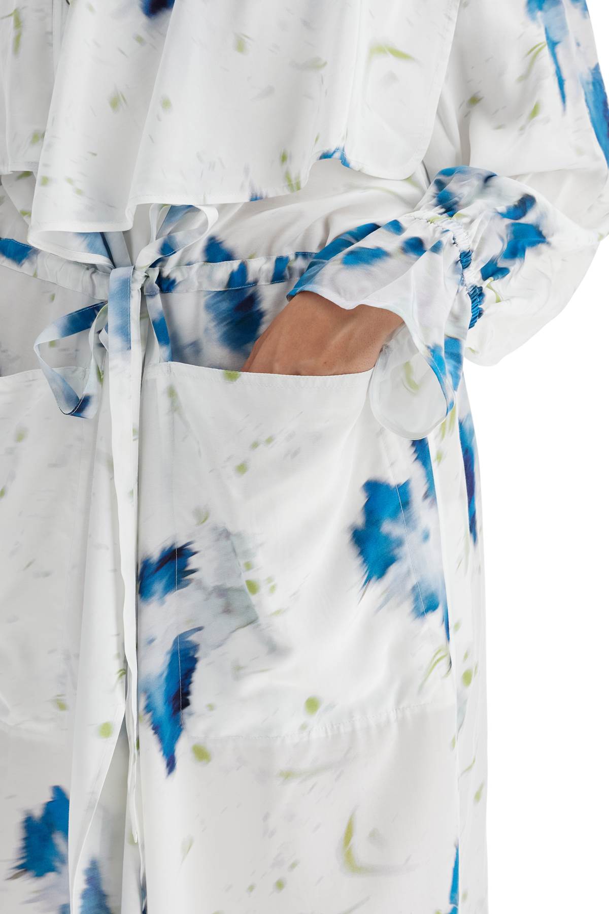 Lemaire Printed Dust Coat With Cape   White