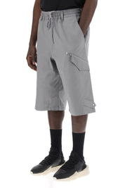 Y 3 Canvas Multi Pocket Bermuda Shorts.   Grey