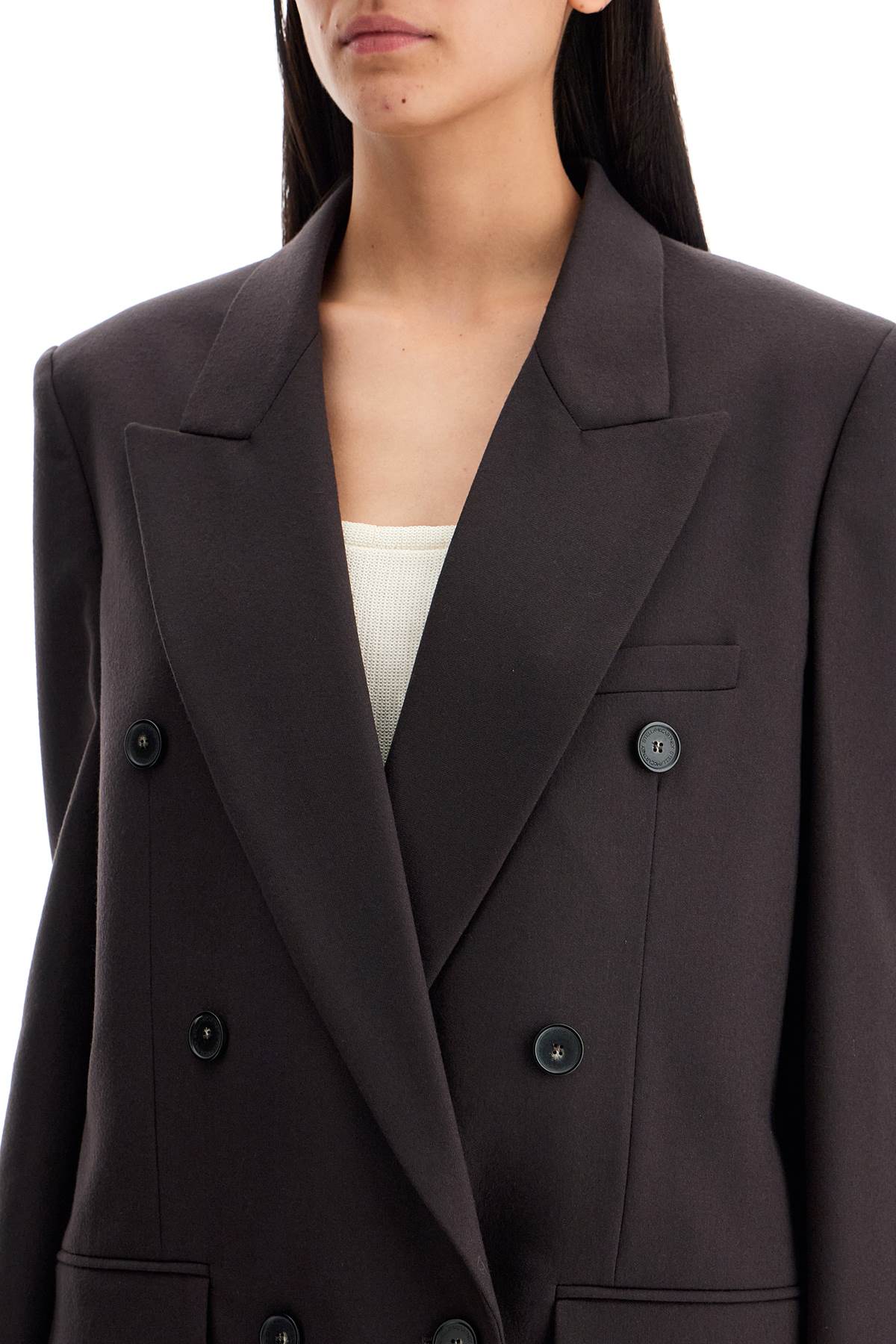 Stella Mc Cartney Double Breasted Wool Blazer   Brown