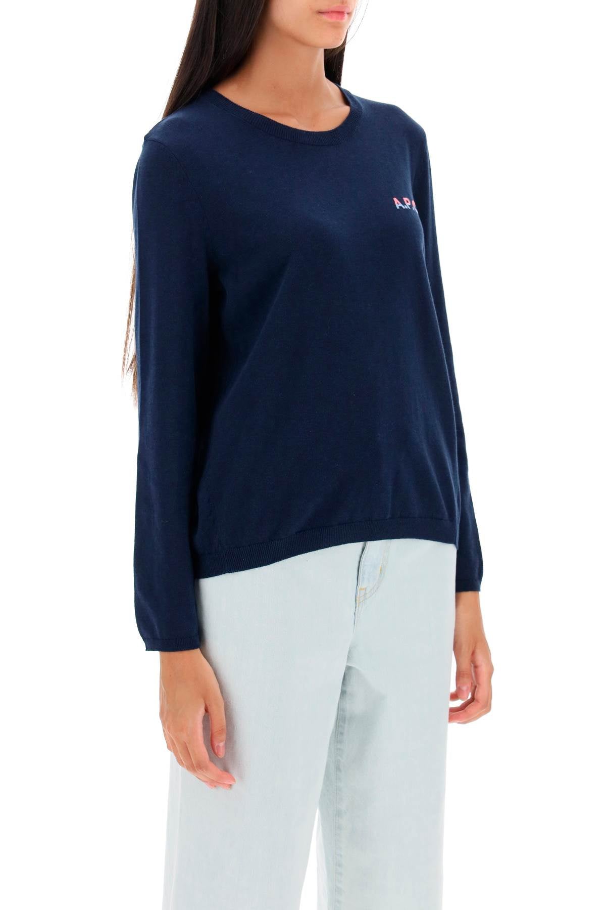 A.P.C. 'Albane' Crew Neck Cotton Sweater   Blue