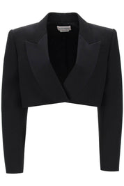 Alexander Mcqueen Cropped Tuxedo Jacket   Black