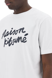 Maison Kitsune T Shirt With Logo In Handwriting   White