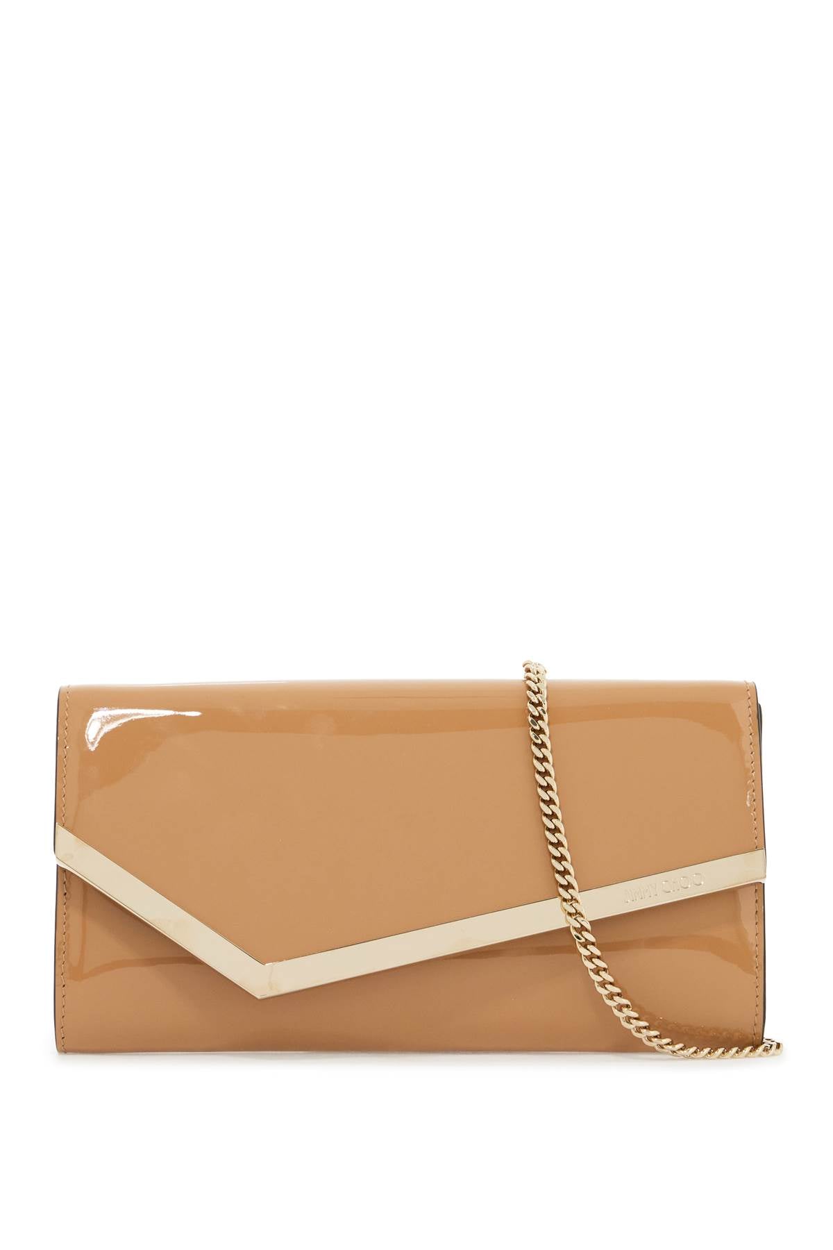 Jimmy Choo Patent Leather Emmie Clutch   Brown