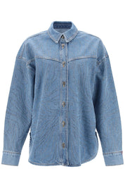 Rotate Denim Overshirt With Rhin   Blue