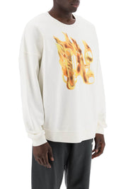 Palm Angels Replace With Double Quoteburning Monogram Crewneck   White