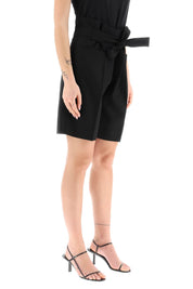 Toteme Belted Wool Blend Shorts   Black