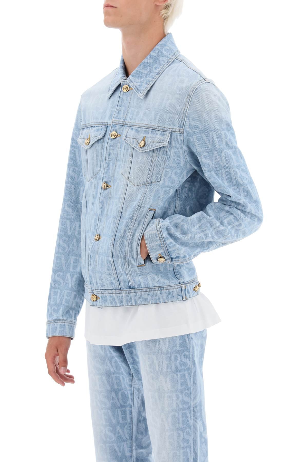 Versace Allover Denim Jacket   Blue