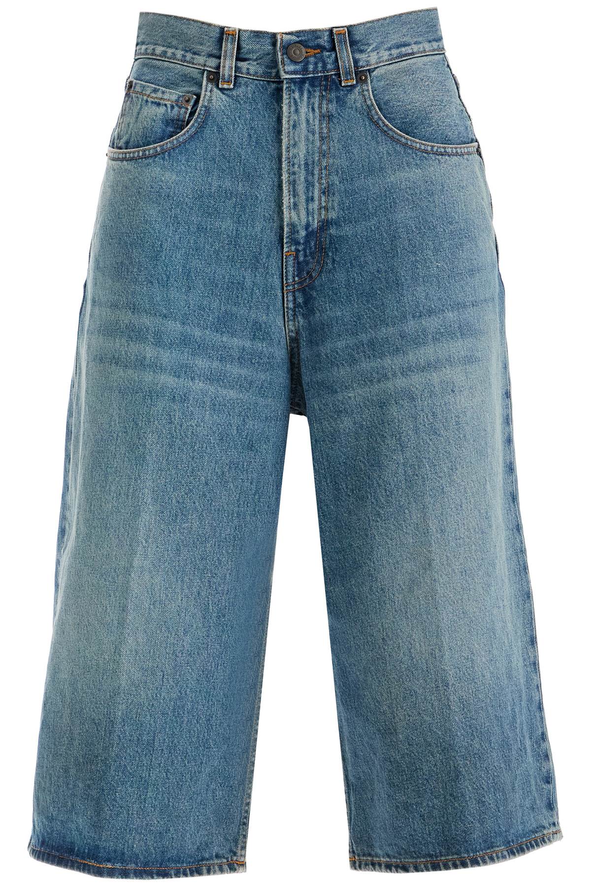 Haikure Knee Length Denim Shorts For Men   Blue