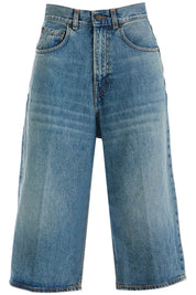 Haikure Knee Length Denim Shorts For Men   Blue