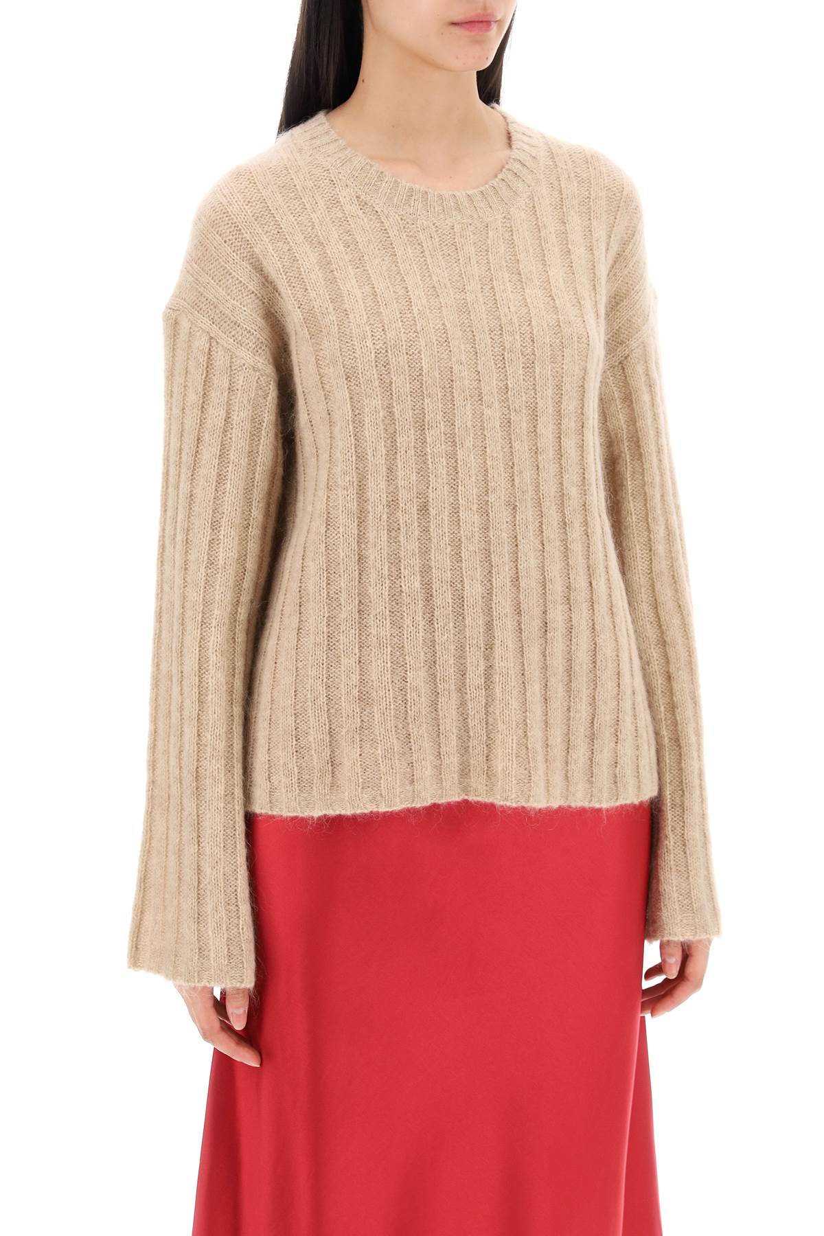 By Malene Birger Ribbed Knit Pullover Sweater   Beige