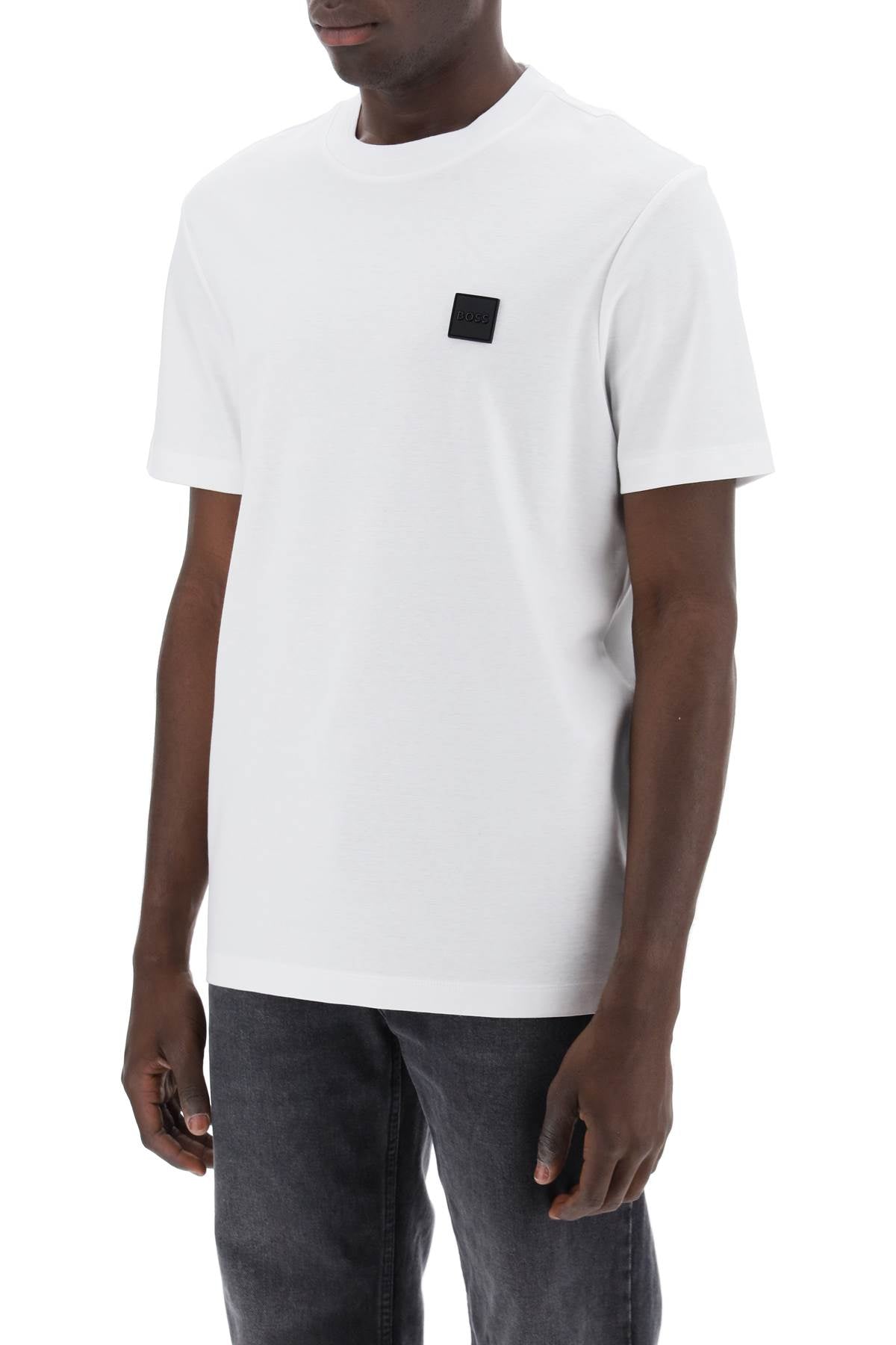 Boss Regular Fit T Shirt With Patch Design   White