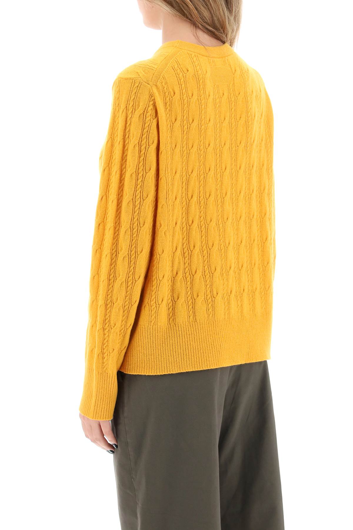 Guest In Residence Twin Cable Cashmere Sweater   Yellow