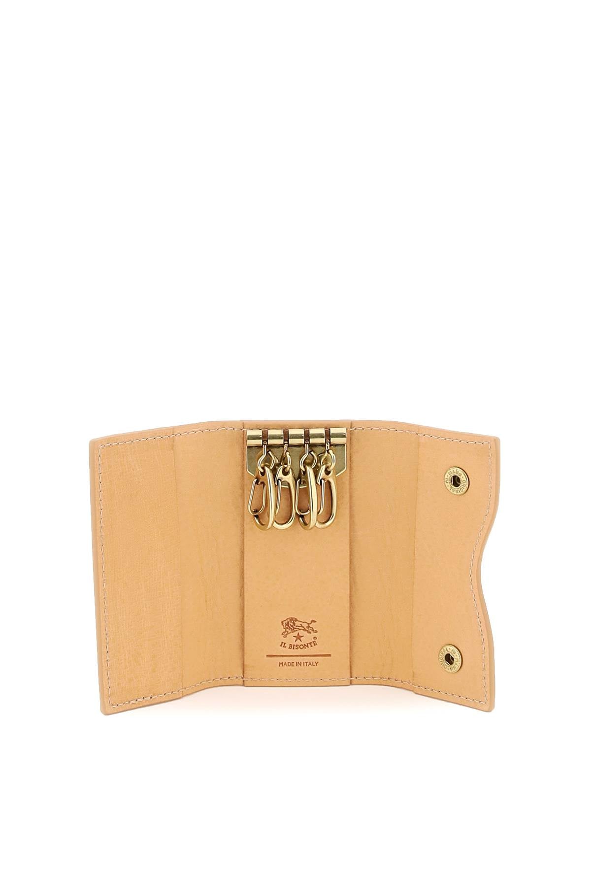 Il Bisonte Leather Key Holder   Beige