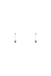 Alexander Mcqueen Skull Earrings With Pavé And Chain   Gold