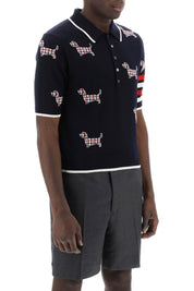 Thom Browne Hector Knitted Polo Shirt   Blue