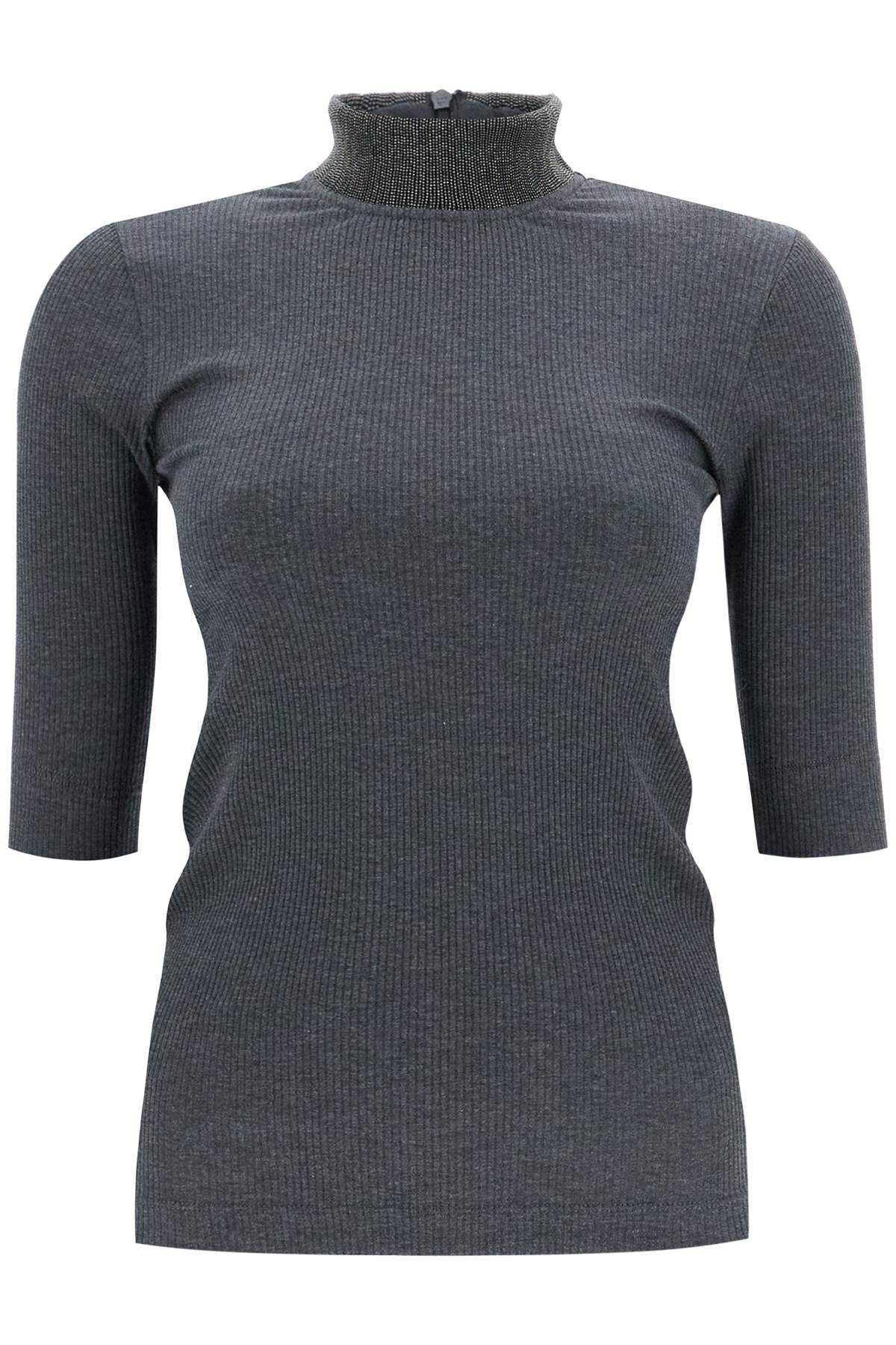 Brunello Cucinelli T Shirt With Precious Ribbed   Grey