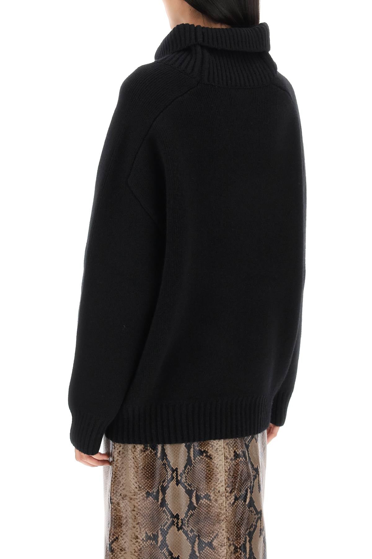 Khaite 'Landen' Oversized Funnel Neck Sweater   Black