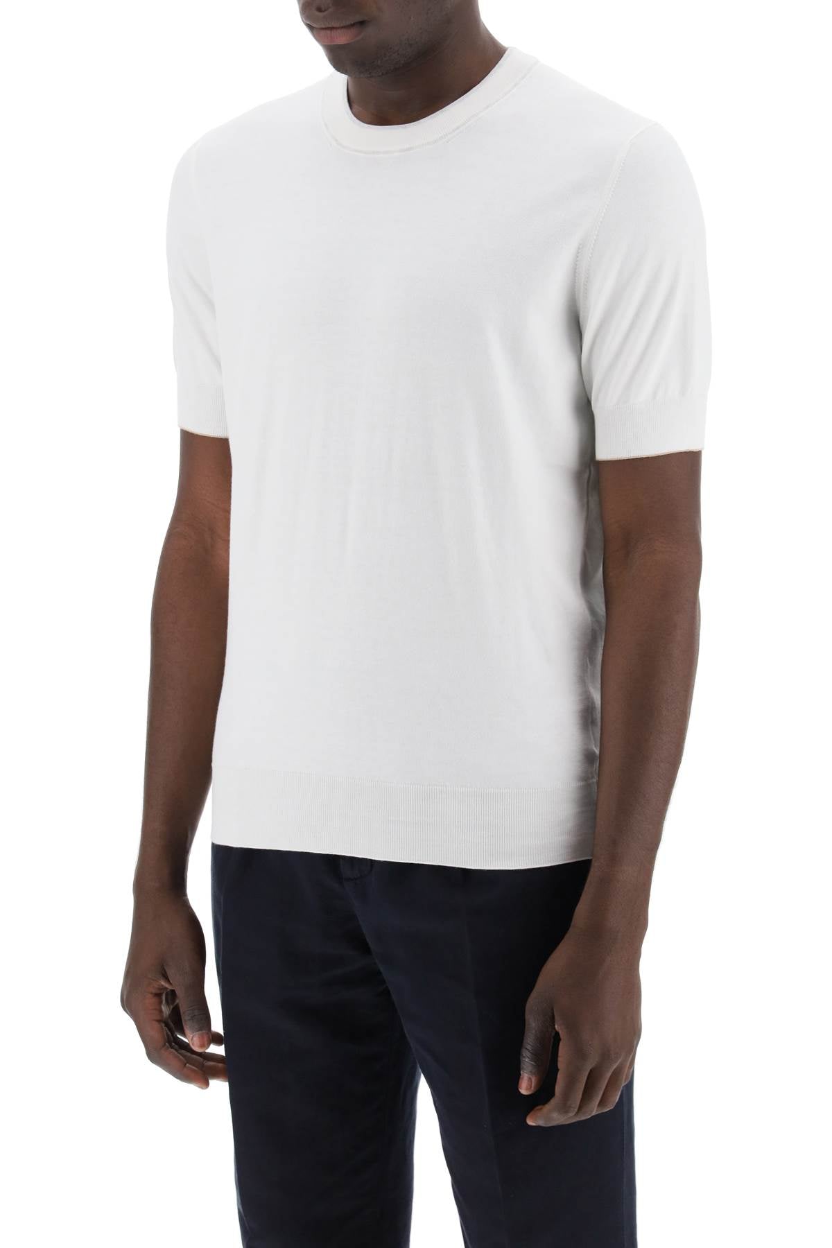 Brunello Cucinelli Cotton Yarn T Shirt For Men   White