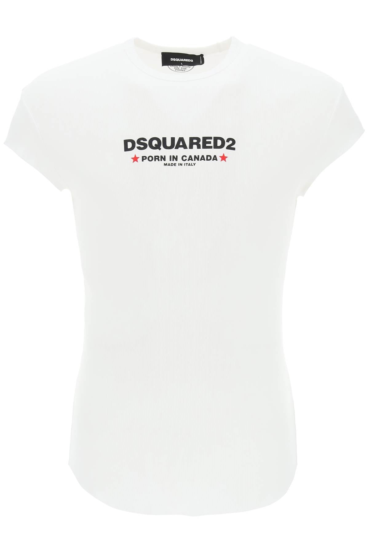 Dsquared2 Choke Fit Ribbed T Shirt   White