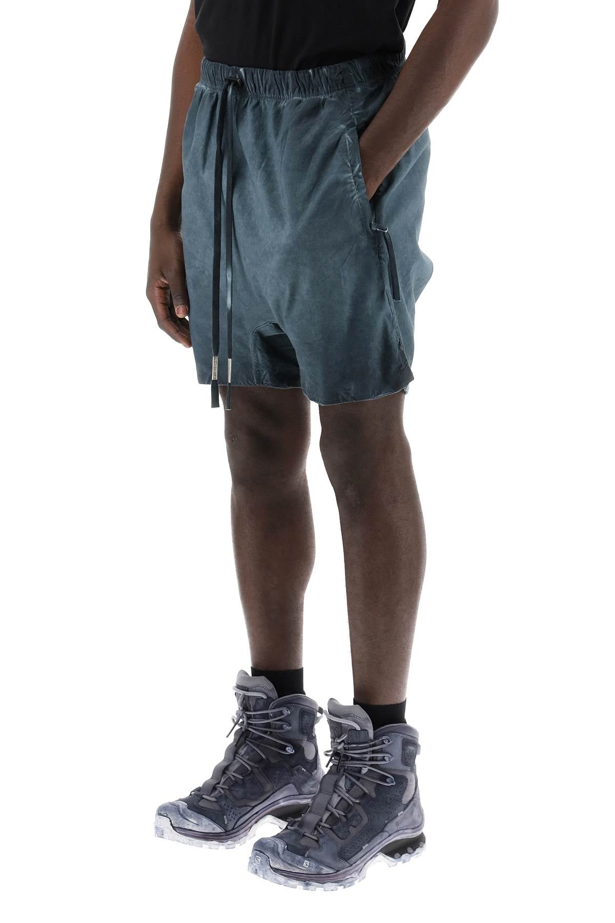 Boris Bidjan Saberi Linen And Cotton Baggy Bermuda Shorts   Grey