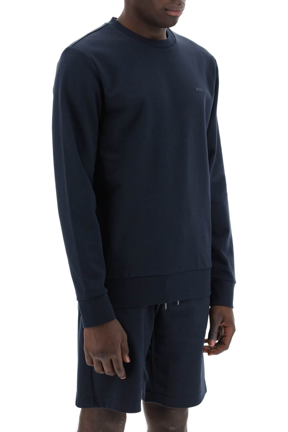 Boss French Terry Crewneck Sweatshirt   Blue