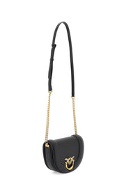 Pinko Mini Love Bag Click Round Leather Shoulder Bag   Black