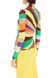 Siedres Multicolored Turtleneck Sweater With Gathered Stitching