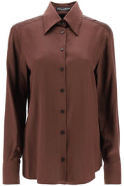 Dolce & Gabbana Silk Satin Shirt   Brown