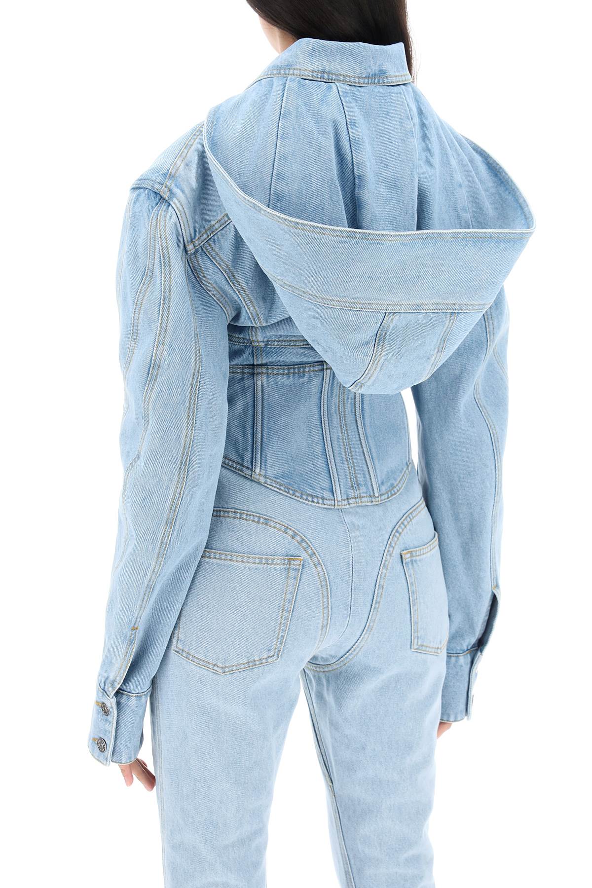 Mugler Denim Jacket With Corset Detail   Blue