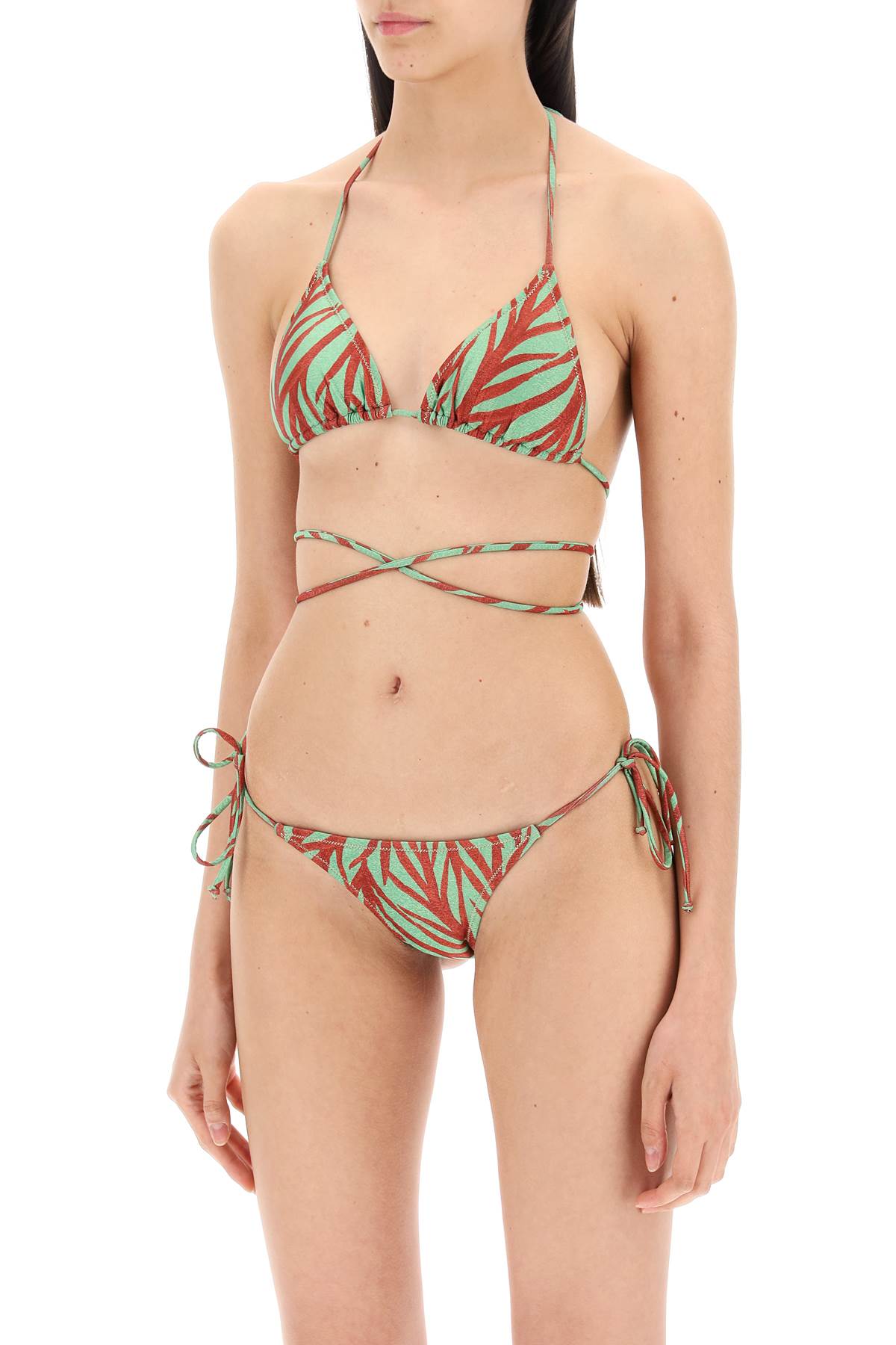 Reina Olga Replace With Double Quoteanimal Print Miami Bikini Set   Gold