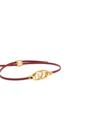 Valentino Garavani Leather Vlogo Bracelet 'The Bold   Gold